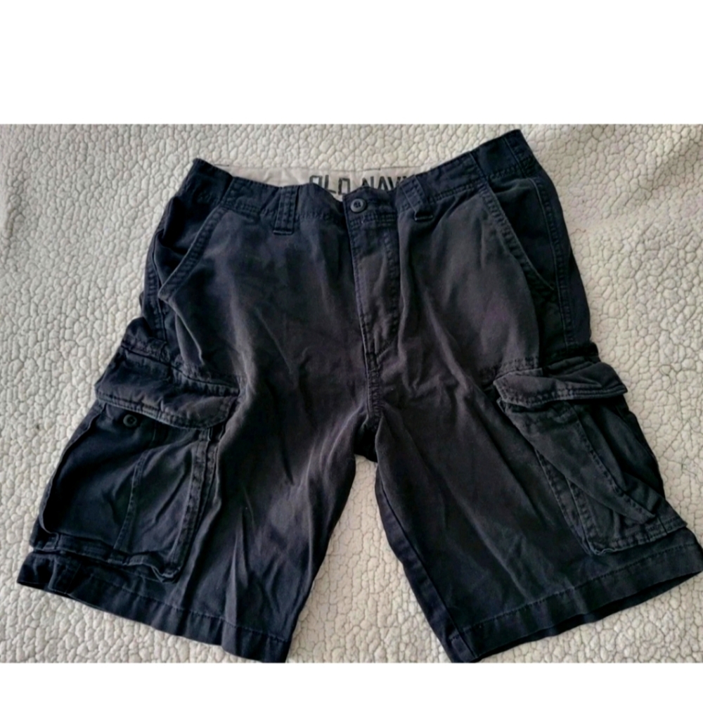 Vintage Old Navy Cargo Shorts Black Hiking Y2k 90s 100% Cotton Mens 30 Mid Rise